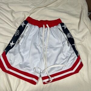 Darc Sport Red and White Mesh Athletic Shorts
